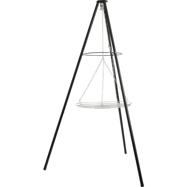 Dangrill tripod bålsted med bålfad og rist, sort
