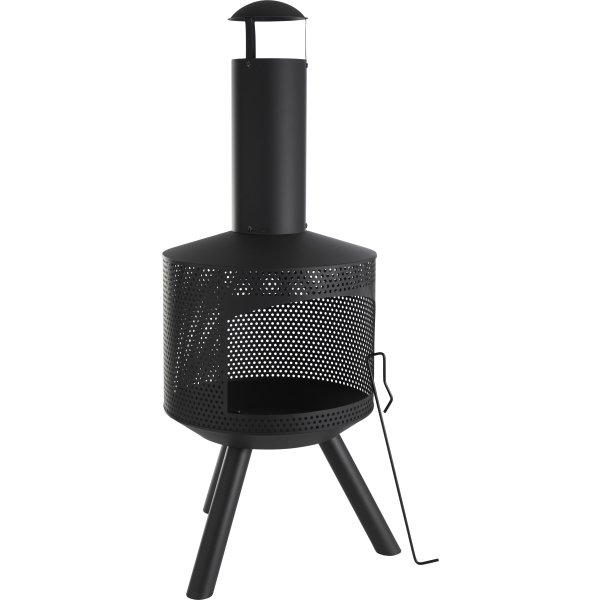 Dangrill bålsted med skorsten, sort