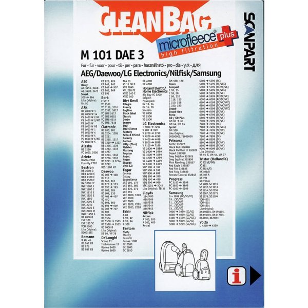 CLEANBAG Microfleece+ Dammsugarpåsar, 4 st.