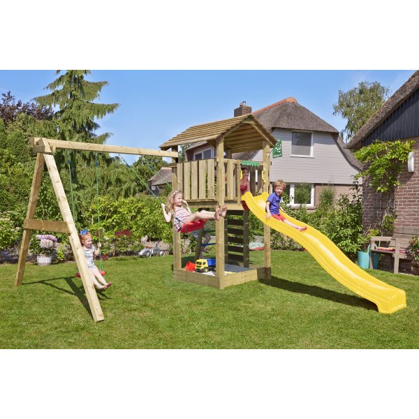 Jungle Gym Cottage 2.1 legetårn m/gynger & rutsjeb