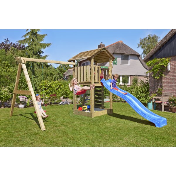 Jungle Gym Cottage 2.1 legetårn m/gynger & rutsjeb