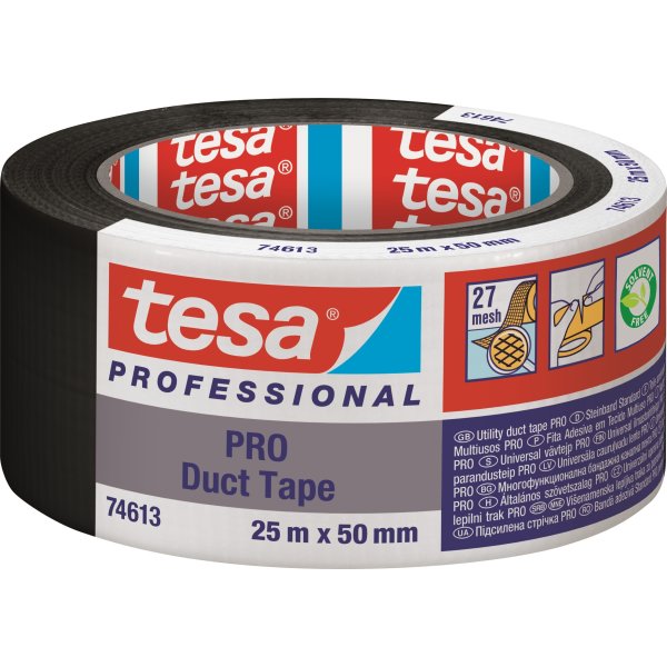 tesa Pro Lærredstape, 50mm x 25m, sort
