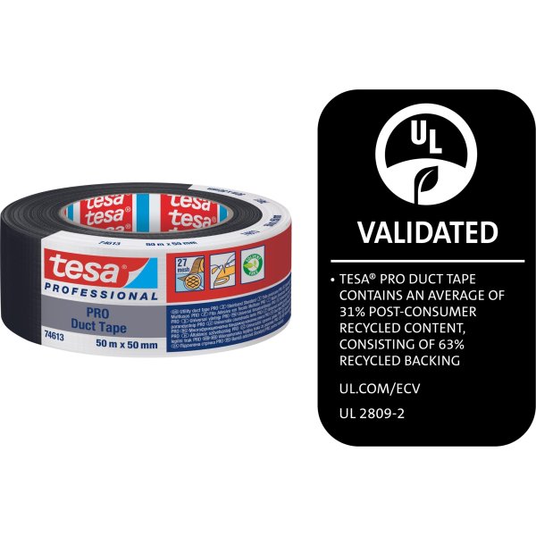 tesa Pro Lærredstape, 50mm x 50m, sort