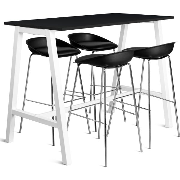 Talk Högbord, vit ram/svart laminat, 140x70 cm