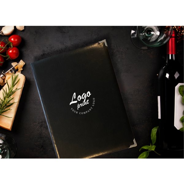 Deluxe Menuomslag | A4 | Eget tryk | Sort