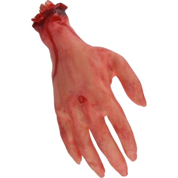 Afhugget Halloween Hånd, blodig, plastik