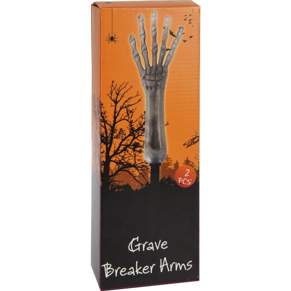 Glow-in-the-dark Skeletarm m. Jordspyd, 29 cm