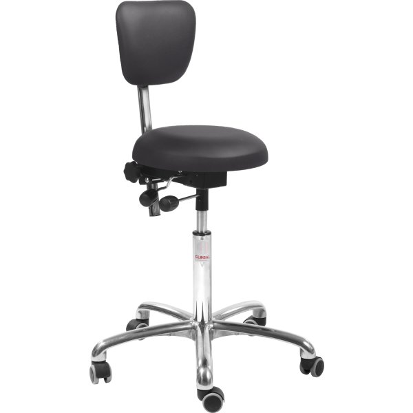 PAS Klinikstol, Sort, Kunstlæder, 60-79cm, Ryglæn