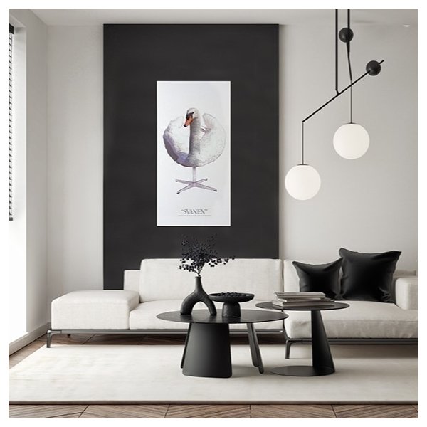 Akustikbillede "Svanen" 60x120cm, hvid