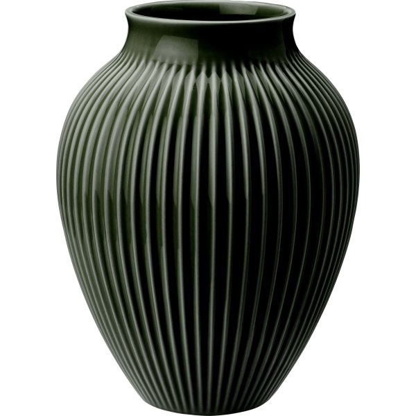 Knabstrup Keramik Ripple Vase H27 cm, mørkgrøn
