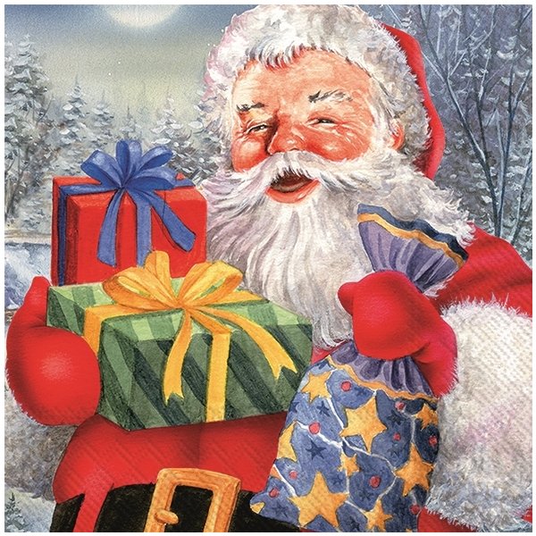 Juleserviet, Julemand med gaver, 33x33cm, 20 stk.