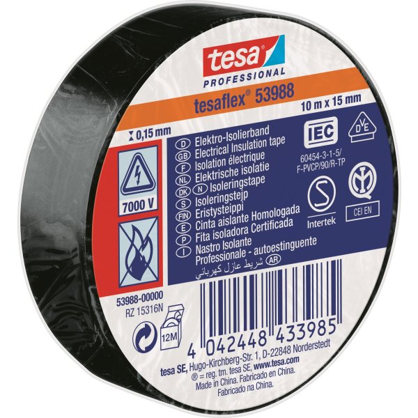 tesa Isoleringstape | 15mm x 10m | Sort