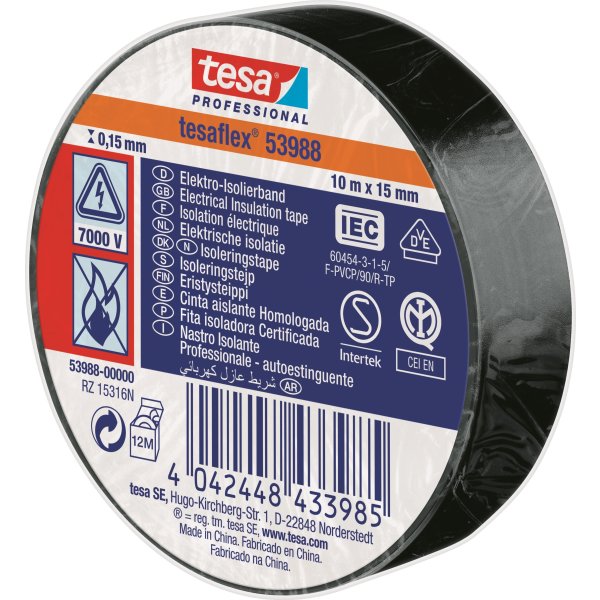 tesa Isoleringstape | 15mm x 10m | Sort