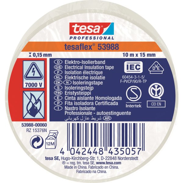 tesa Isoleringstape | 15mm x 10m | Hvid