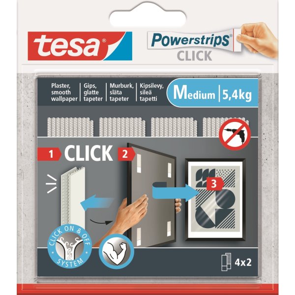 tesa Powerstrips Click | M | 4 par