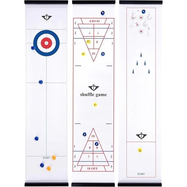 3-i-1 spilleboks - Curling, Shuffle, Bowling