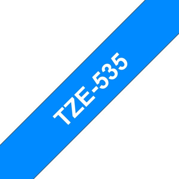 Brother TZe-535 labeltape 12mm, hvid på blå