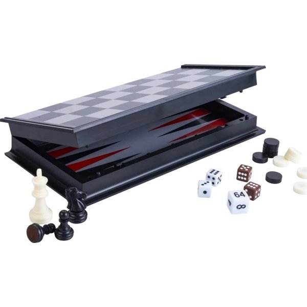 Brætspil Skak / Backgammon Rejsesæt 24x24 cm