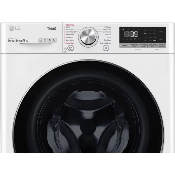 LG FV90VNS2QE vaskemaskine, 9 KG, hvid