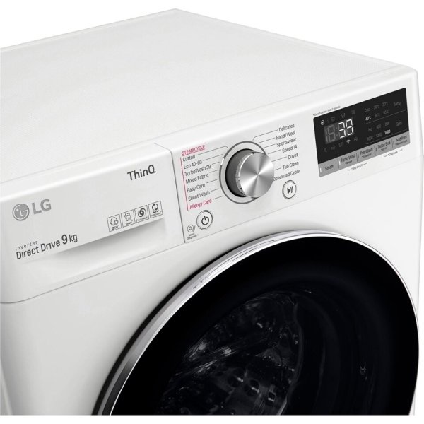 LG FV90VNS2QE vaskemaskine, 9 KG, hvid