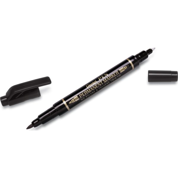 Pentel N75W Twin marker | Sort