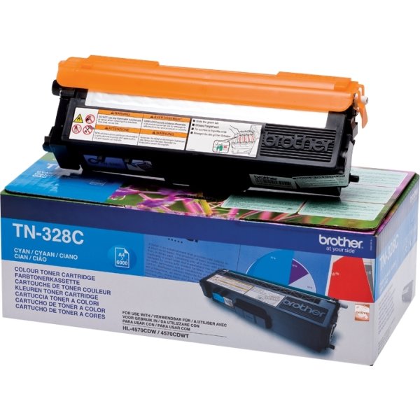 Brother TN328C lasertoner, blå, 6000s