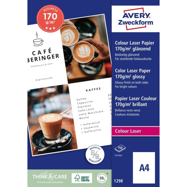Avery laser fotopapir, glossy, A4/170g/150ark
