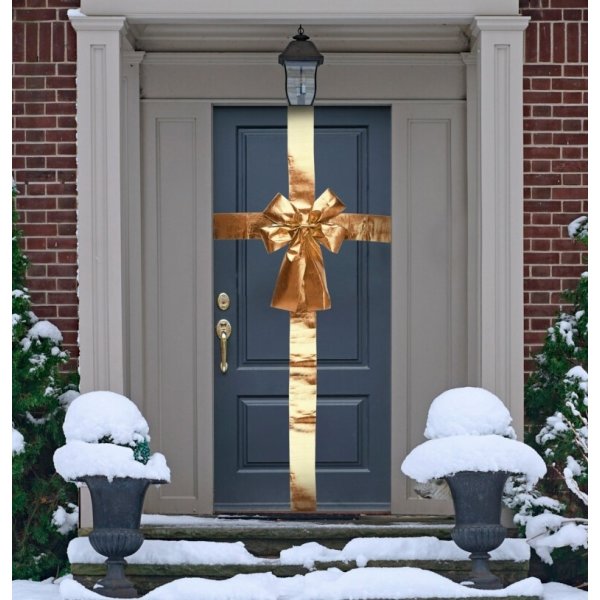 Dørsløjfe m. Bånd, guld, polyester, 42 cm