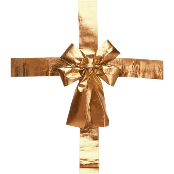 Dørsløjfe m. Bånd, guld, polyester, 42 cm