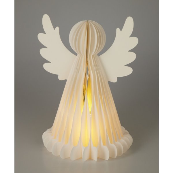 Engel I Papir m. LED Gør Det Selv, 38cm, hvid