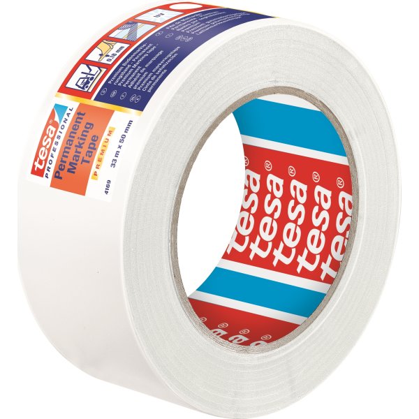 tesa gulvmarkeringstape, 50mm x 33m, hvid