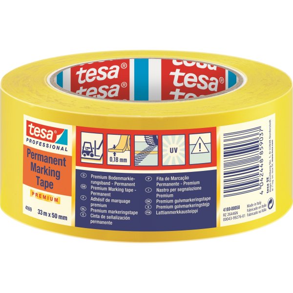 tesa gulvmarkeringstape, 50mm x 33m, gul