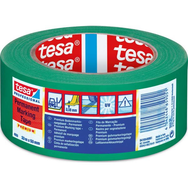 tesa gulvmarkeringstape, 50mm x 33m, grøn