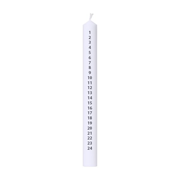 ASP-Holmblad Kalenderlys, 3x30cm, hvid m/sorte tal