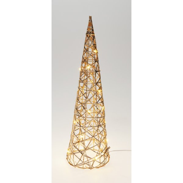 Kegletræ m. LED, champagneguld, H40 cm