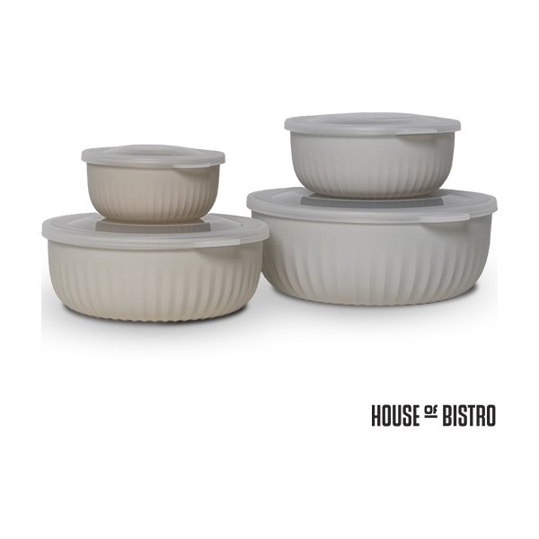 House Of Bistro Skålesæt m. Låg, 4 stk., grå
