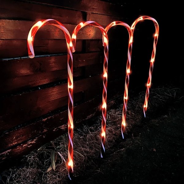 Julestokke 4stk, m/24 LED, m/timer, H78cm