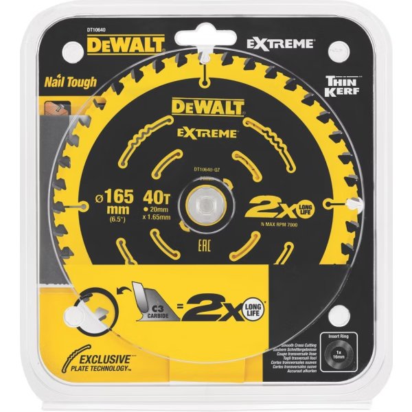 DEWALT rundsavklinge, 165x20mm, 40 t.