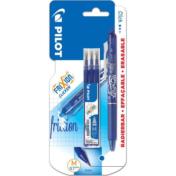 Pilot FriXion Clicker | M | Valuepack | Blå