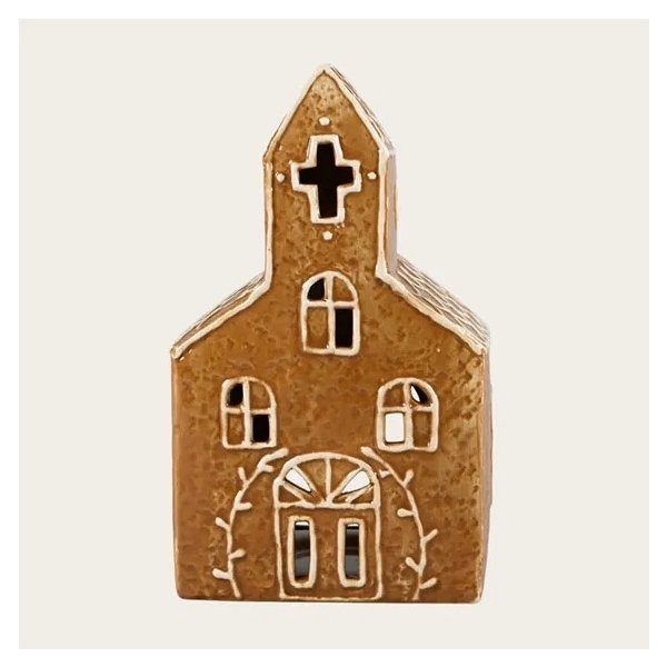 Imitations kage hus til fyrfadslys, H16,2xB9,6cm