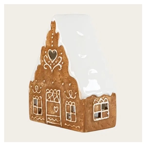 Imitations kage hus til fyrfadslys H16,2xB9,6xD6cm