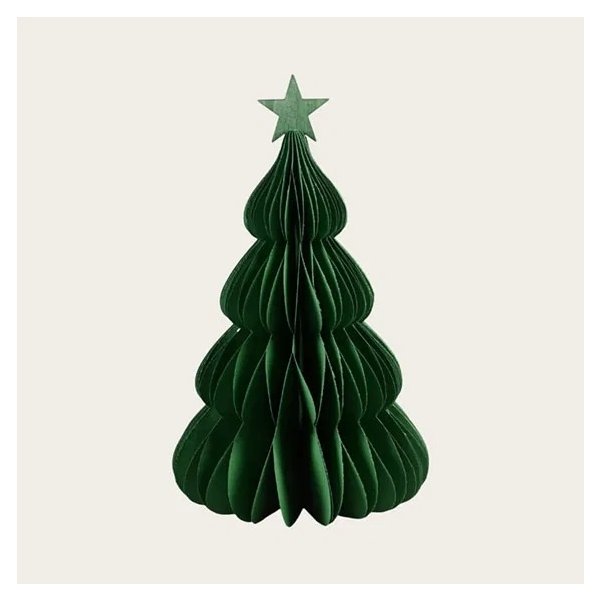 Papir træ ornament, H20cm, grøn