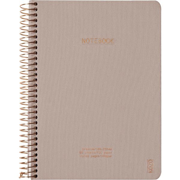 Kozo Premium Notesbog | A5 | Linjeret | Sand