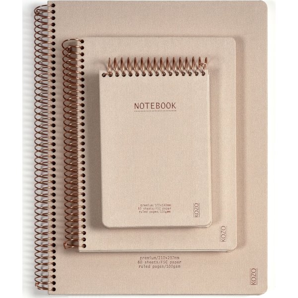 Kozo Premium Notesbog | A6 | Linjeret | Sand
