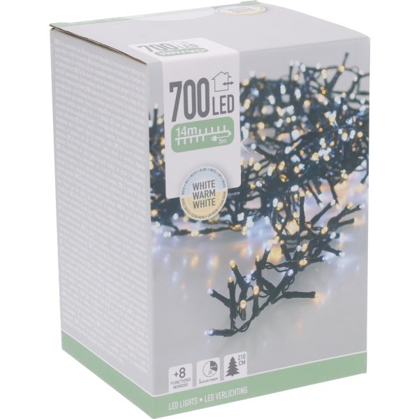 Cluster Lyskæde m/700 Mikro LED, 14M, varm hvid