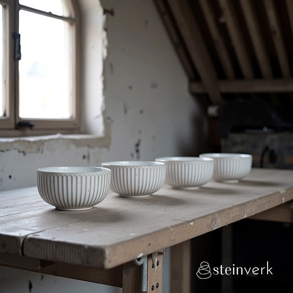 Steinverk Skåle 14 cm, hvid, 4 stk