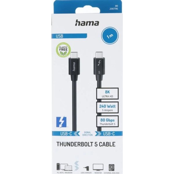 Hama Kabel USB-C Thunderbolt, sort