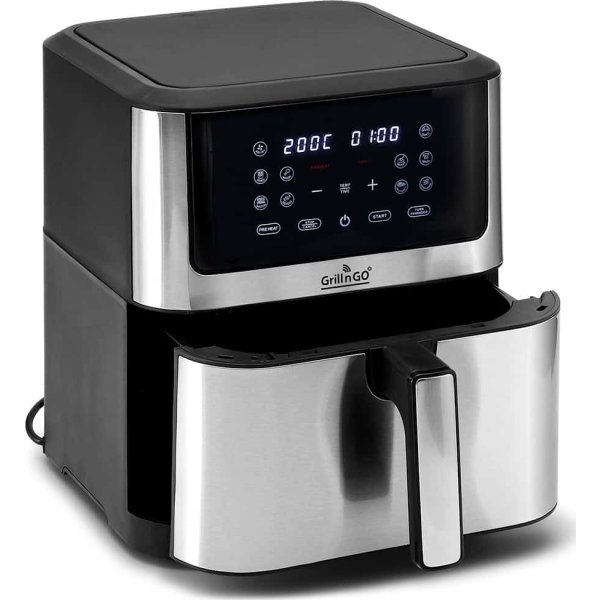 GrillnGO Airfryer 8L, 1800W, sort/sølv