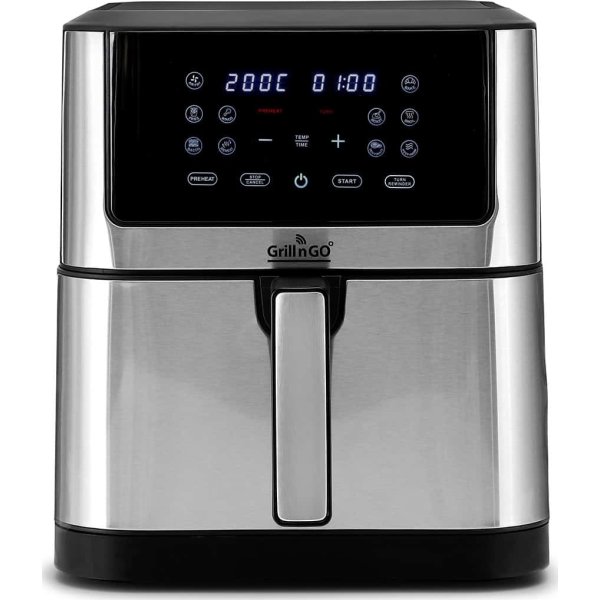 GrillnGO Sevilla airfryer, 8L, sort/sølv