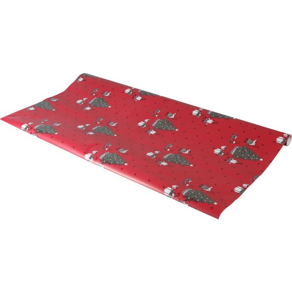 Gavepapir 10m/rll, B70cm x L10m, rød m/motiver